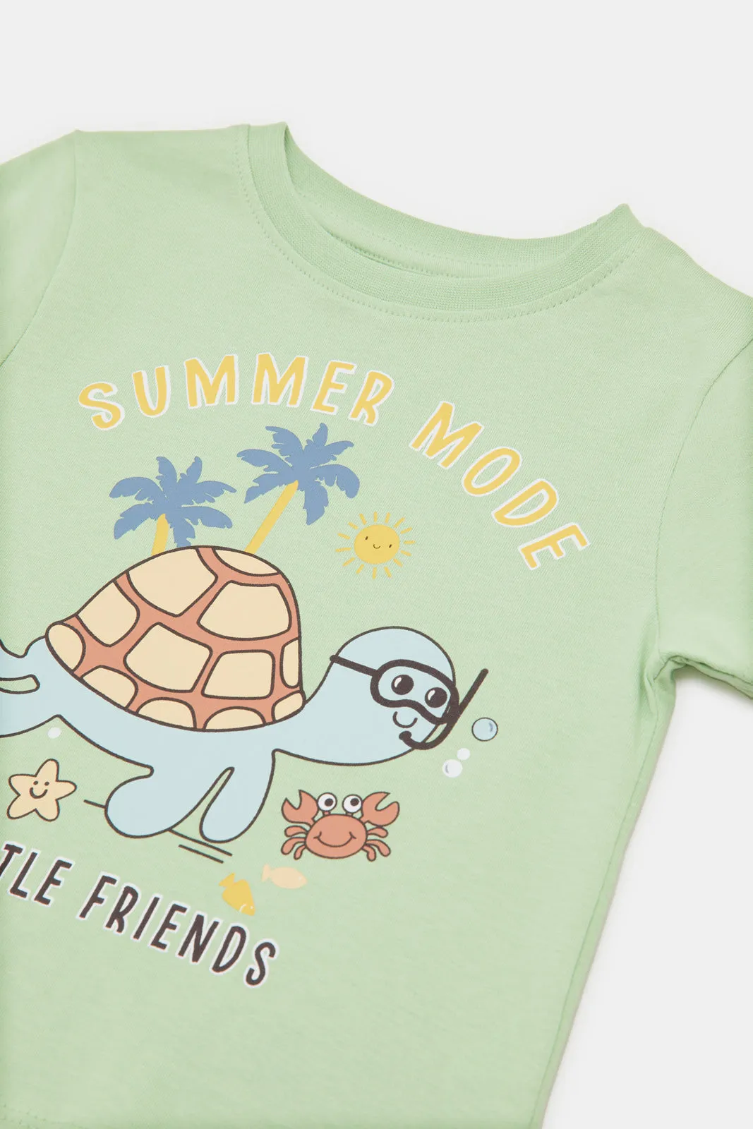 Infant Boys Green Turtle Print T-Shirt