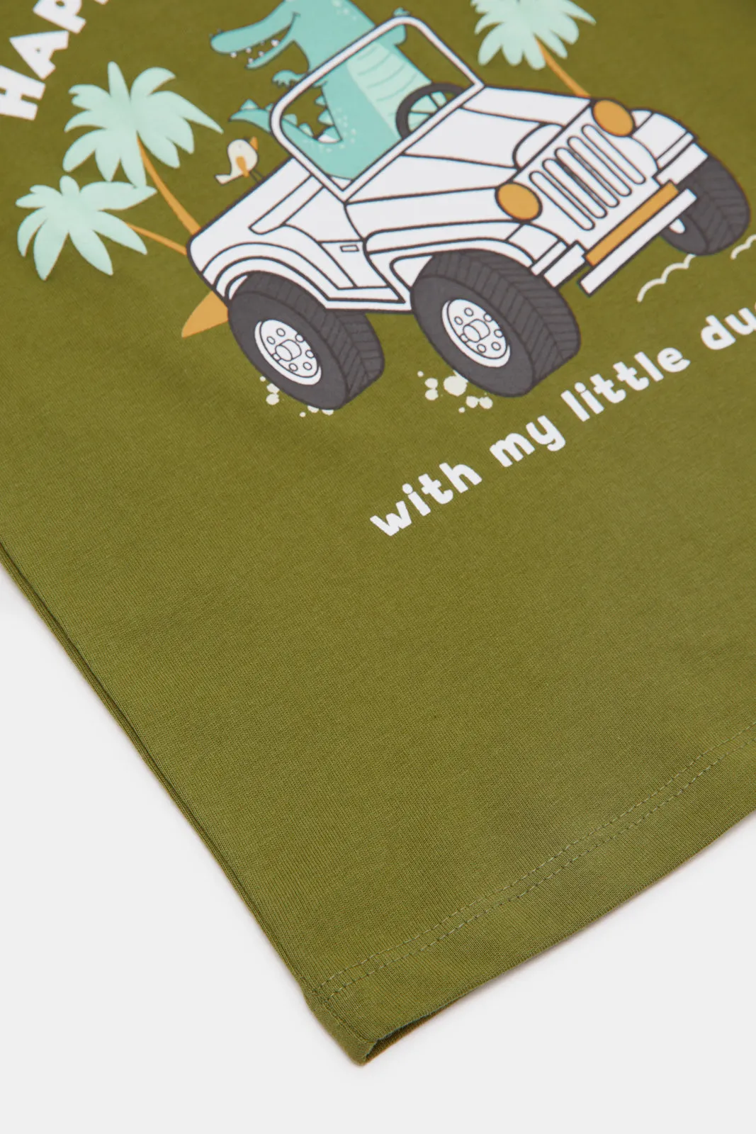 Infant Boys Olive Printed T-Shirt