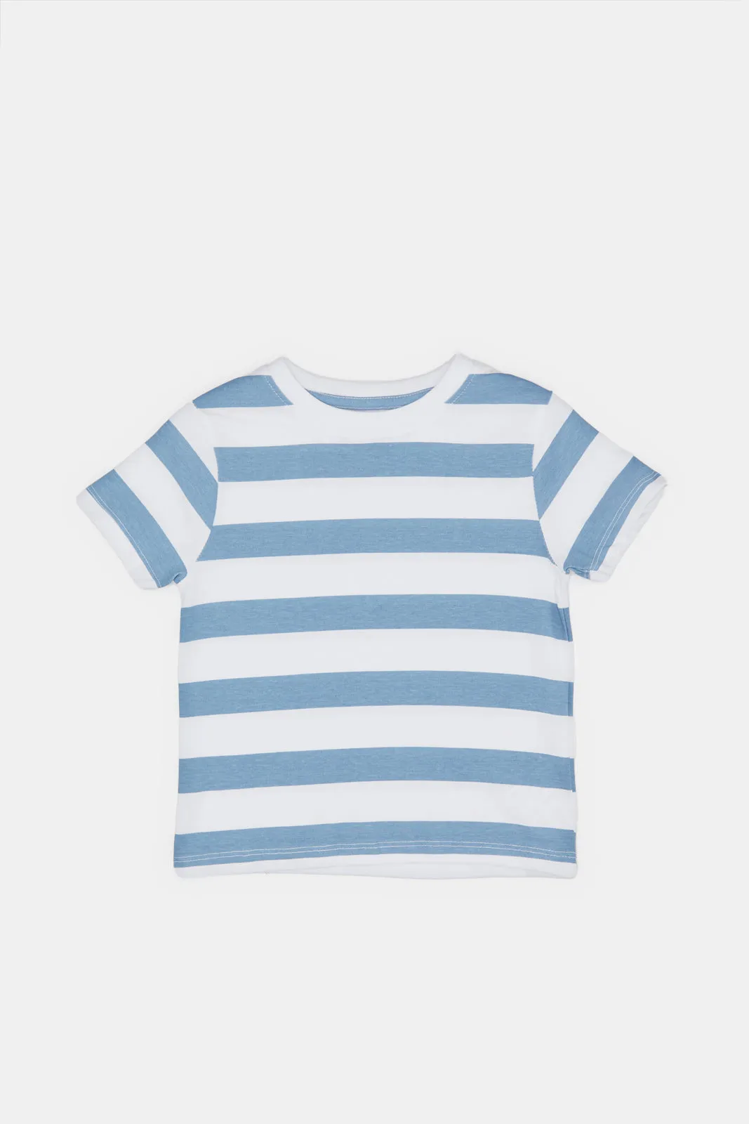 Infant Boys White And Blue Striped T-Shirt