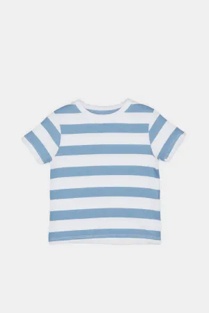 Infant Boys White And Blue Striped T-Shirt