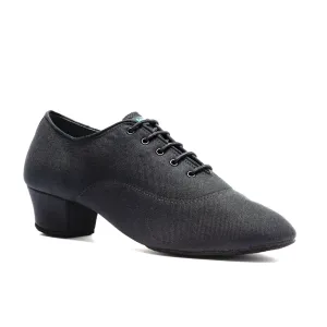 International-Mens: Rumba Split Sole Black Lycra VEGAN | 1.5" Latin