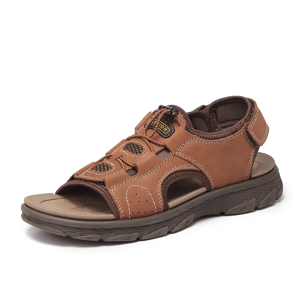 kkboxly kkboxly Men Genuine Leather Opened Breathable Non Slip Casual Outdoor Sandals