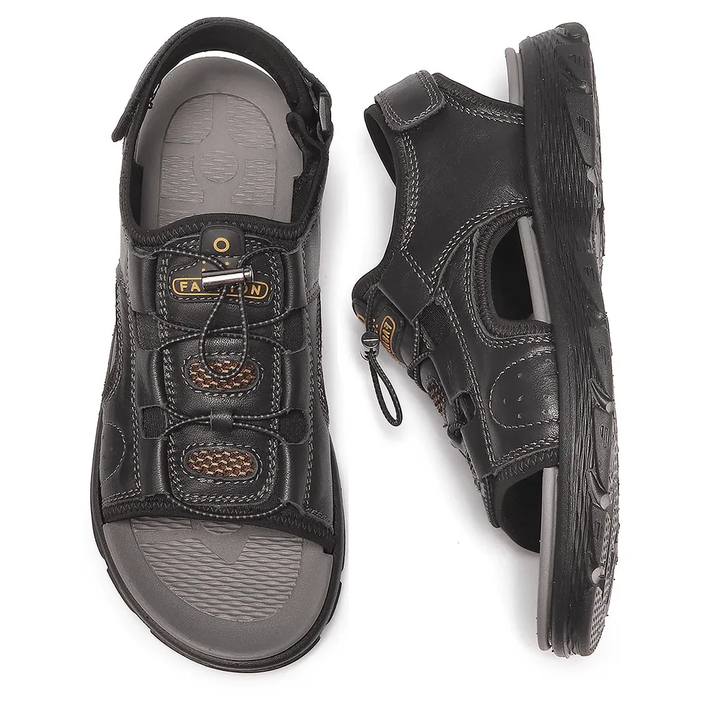 kkboxly kkboxly Men Genuine Leather Opened Breathable Non Slip Casual Outdoor Sandals