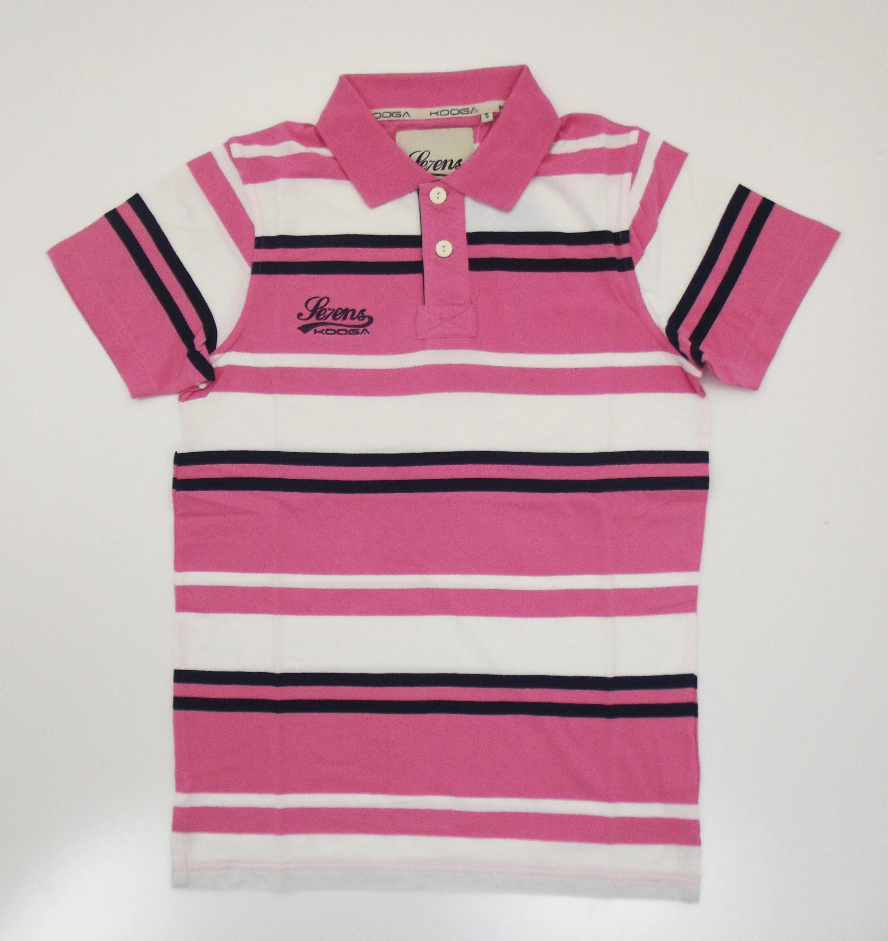 Kooga Se7ens Adults SS14 Pink/Black/White Polo