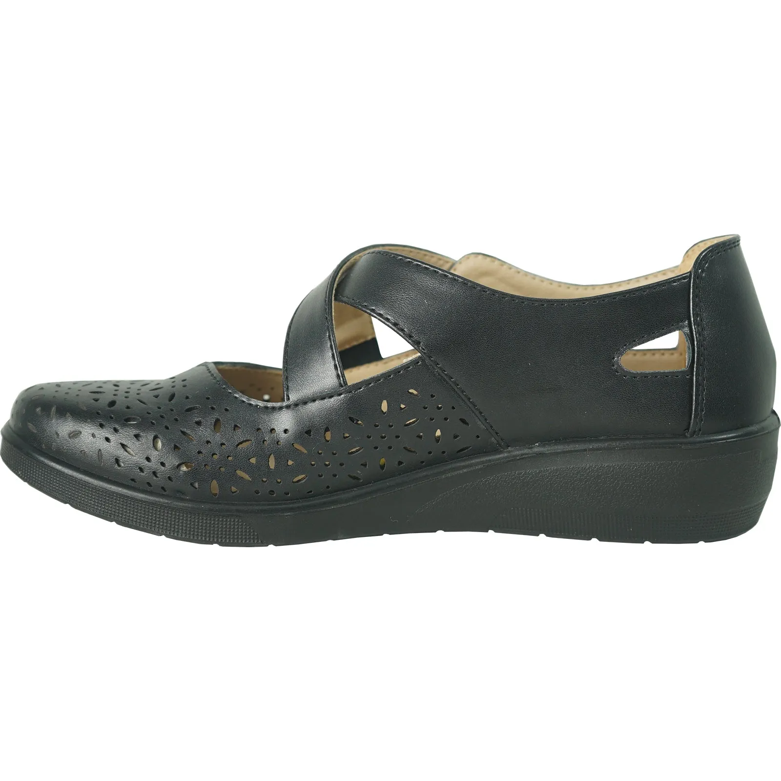 KOZI Women Comfort Casual Shoe OY3230 Wedge Mary Jane Black