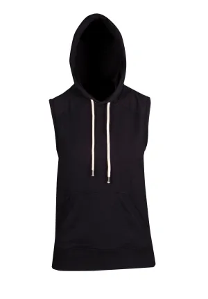 Ladies Heather Sleeveless Hoodie - Black