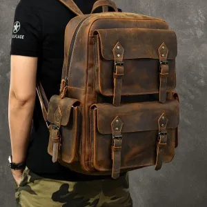 Large Capacity Leather Retro Men's Outdoor Backpack