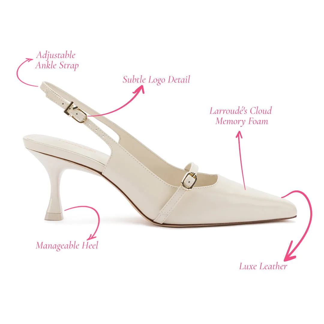 Larroude Ines Pump In Ivory Leather