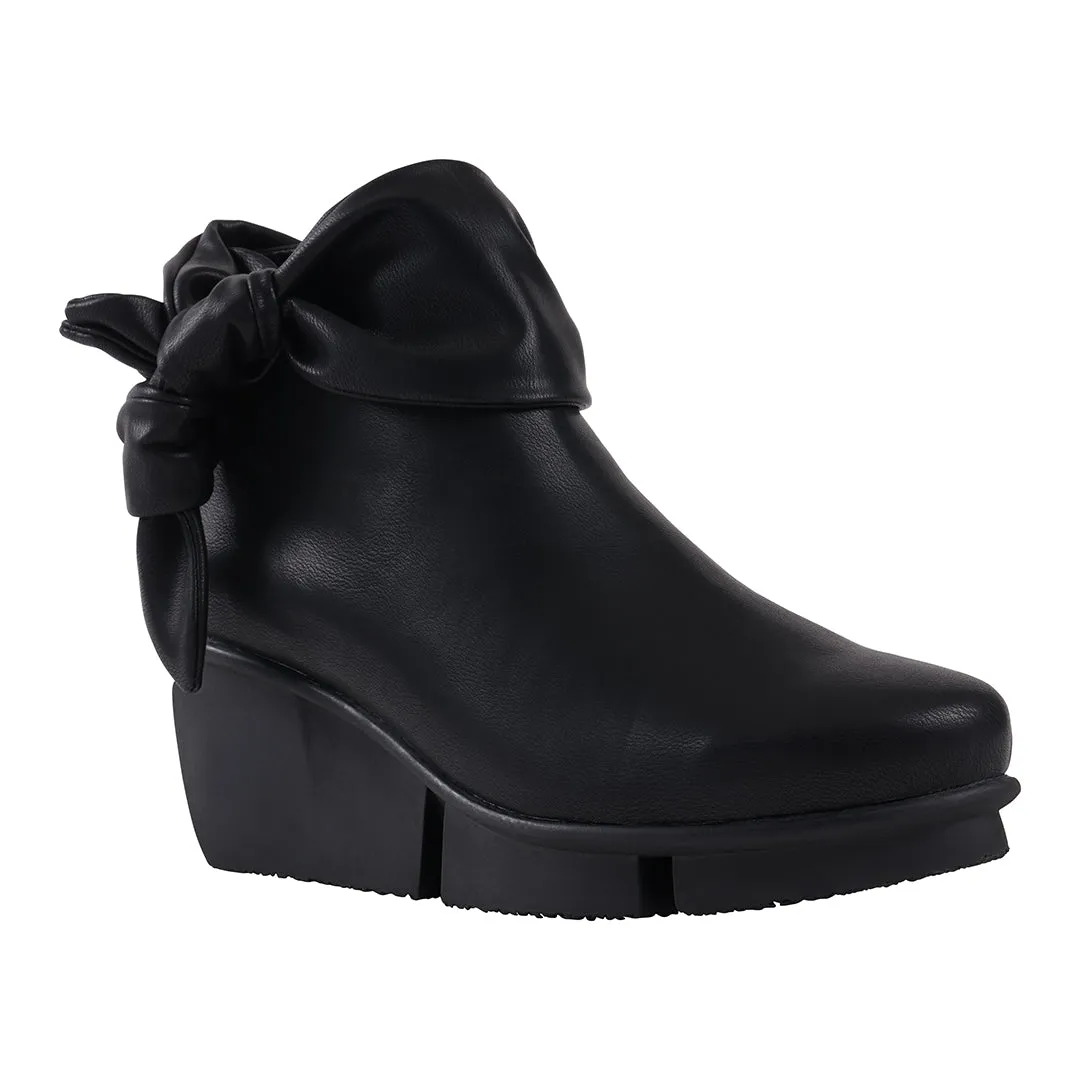 Lavan Black Wedge Bootie with Bow