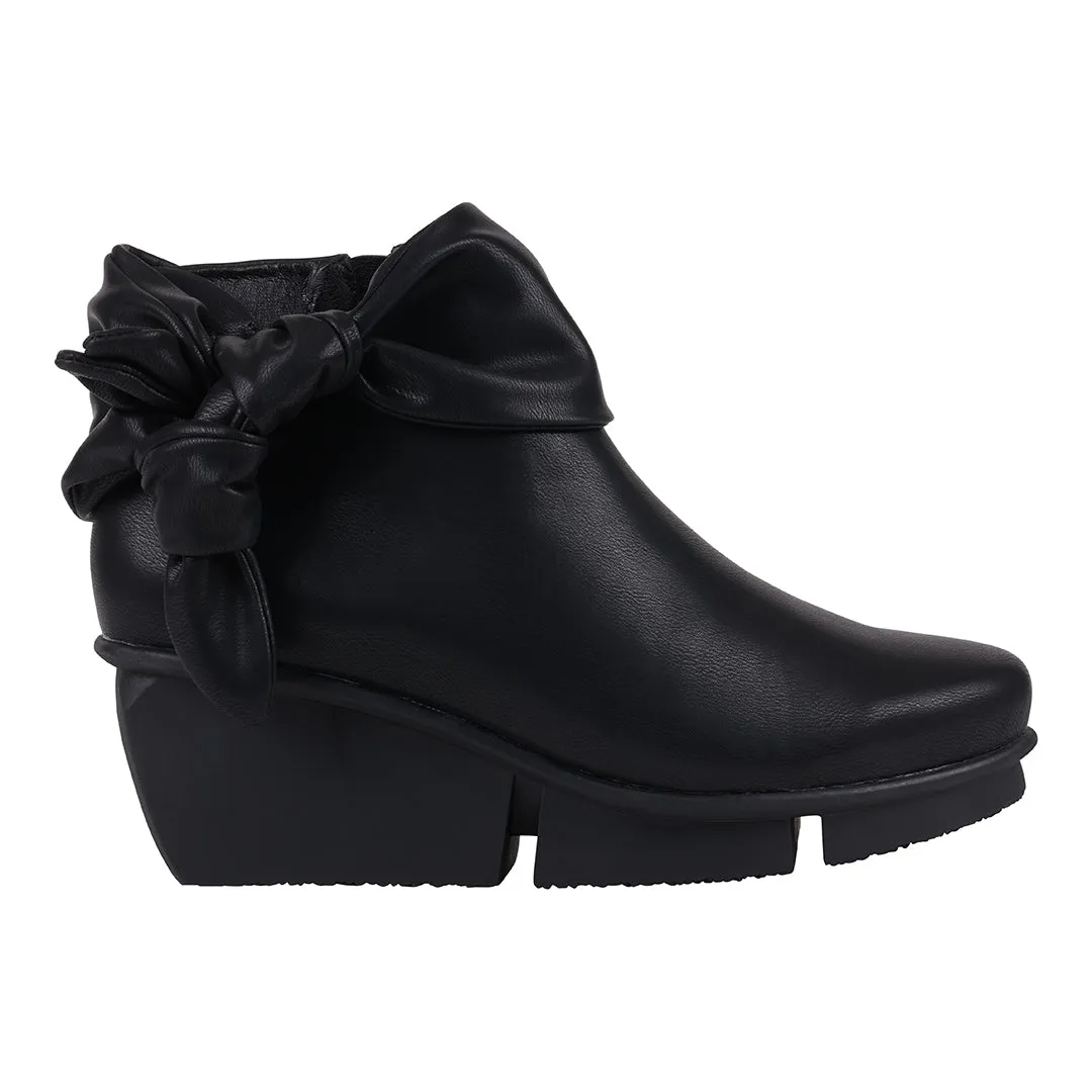 Lavan Black Wedge Bootie with Bow