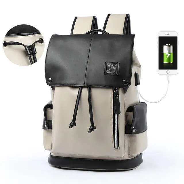 Leather Laptop Waterproof Travel Quality Backpack Bag