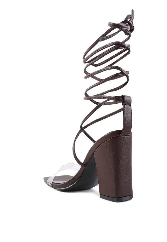 London Rag High Cult Strappy Tie-Up Block Heels