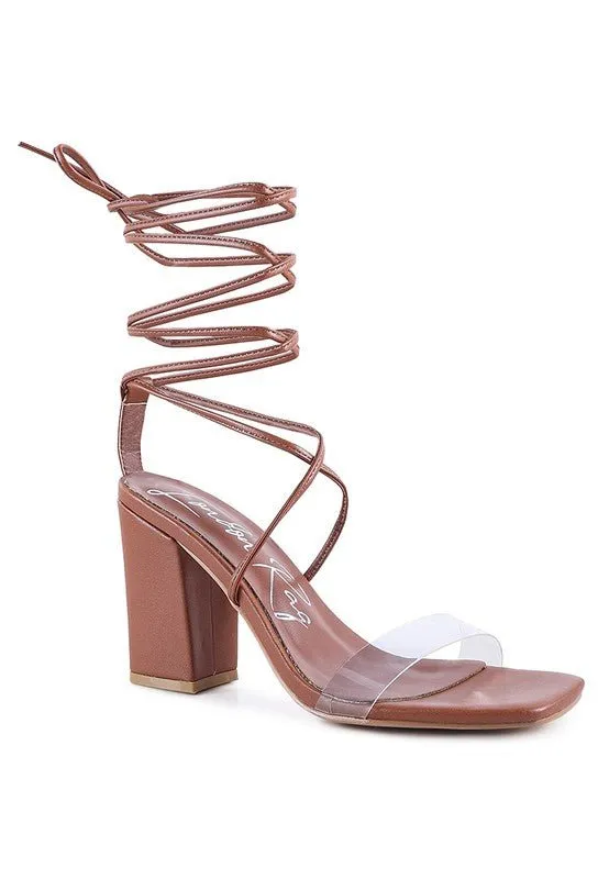 London Rag High Cult Strappy Tie-Up Block Heels