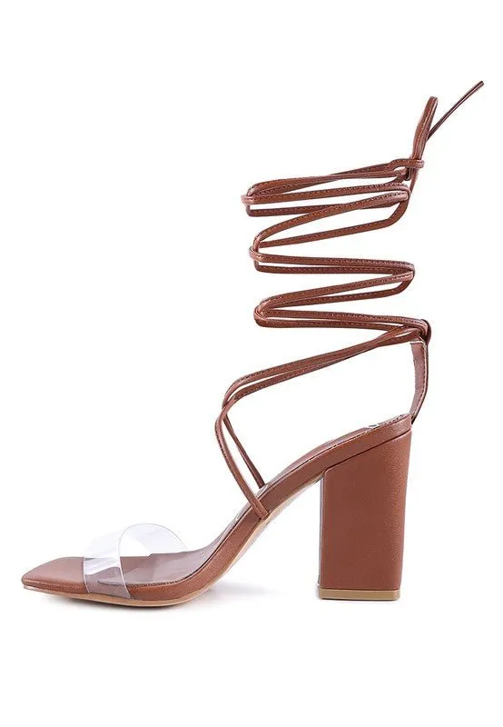 London Rag High Cult Strappy Tie-Up Block Heels