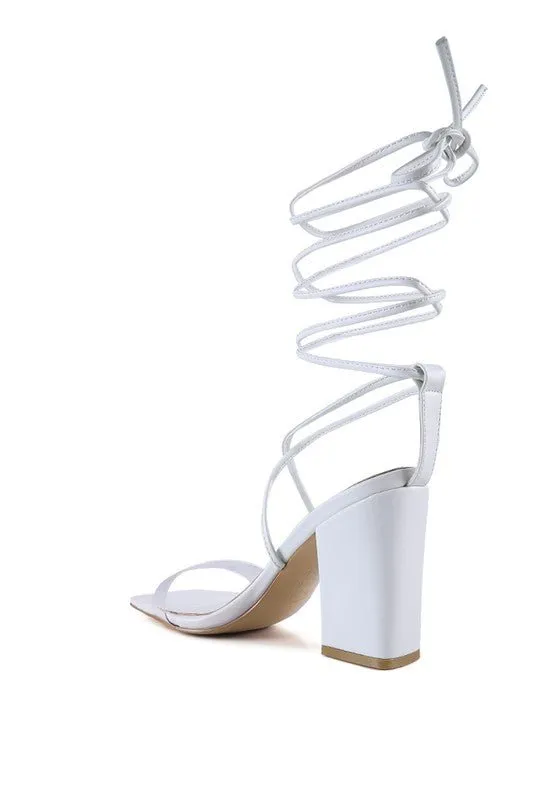 London Rag High Cult Strappy Tie-Up Block Heels