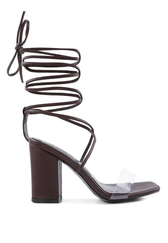 London Rag High Cult Strappy Tie-Up Block Heels