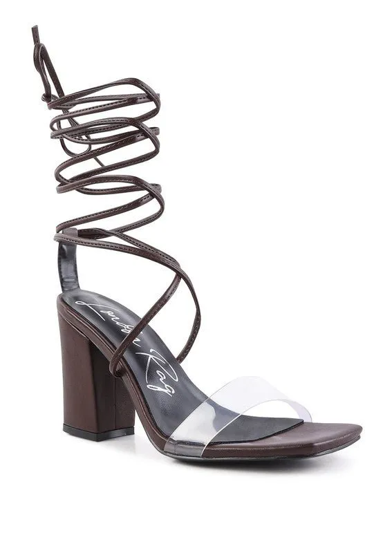 London Rag High Cult Strappy Tie-Up Block Heels