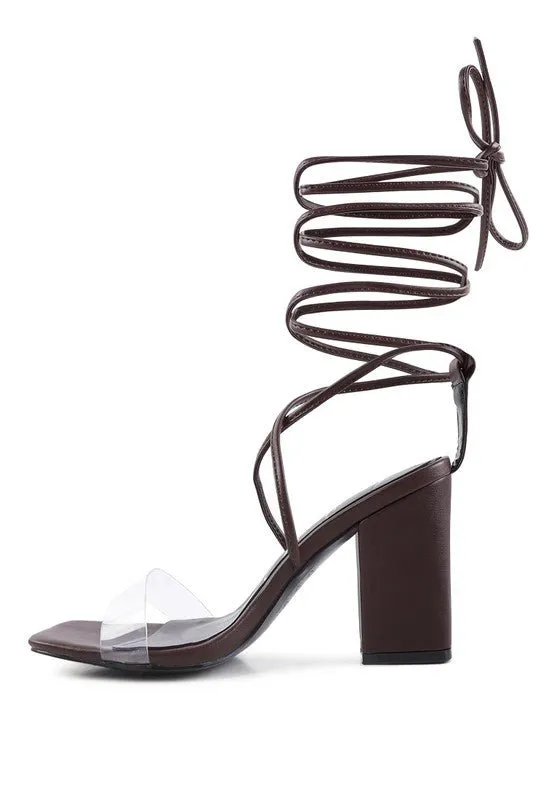 London Rag High Cult Strappy Tie-Up Block Heels