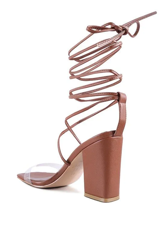 London Rag High Cult Strappy Tie-Up Block Heels