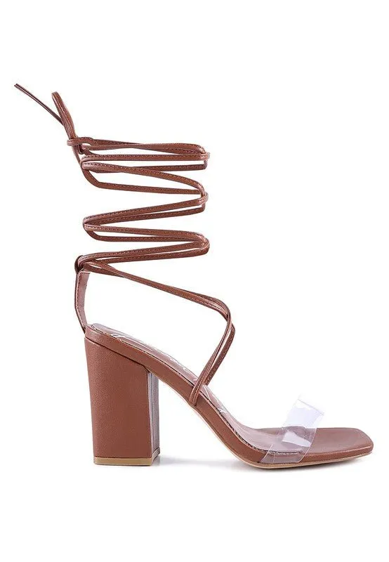 London Rag High Cult Strappy Tie-Up Block Heels