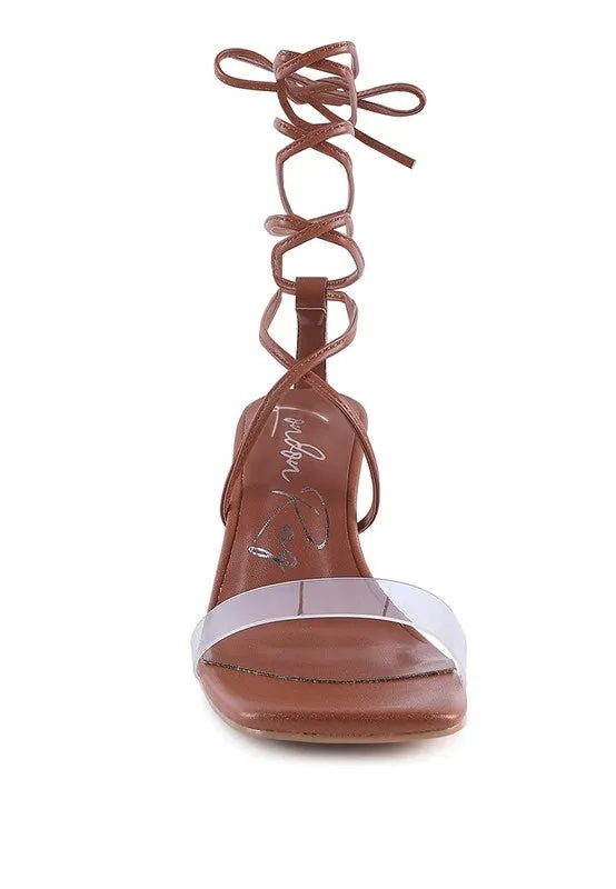 London Rag High Cult Strappy Tie-Up Block Heels