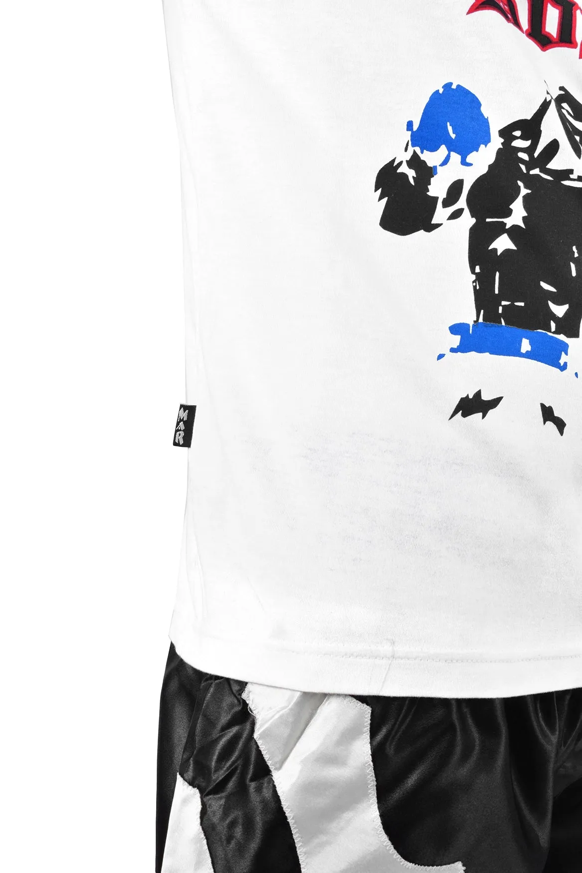 MAR-084B | White Round-Neck Boxing T-Shirt