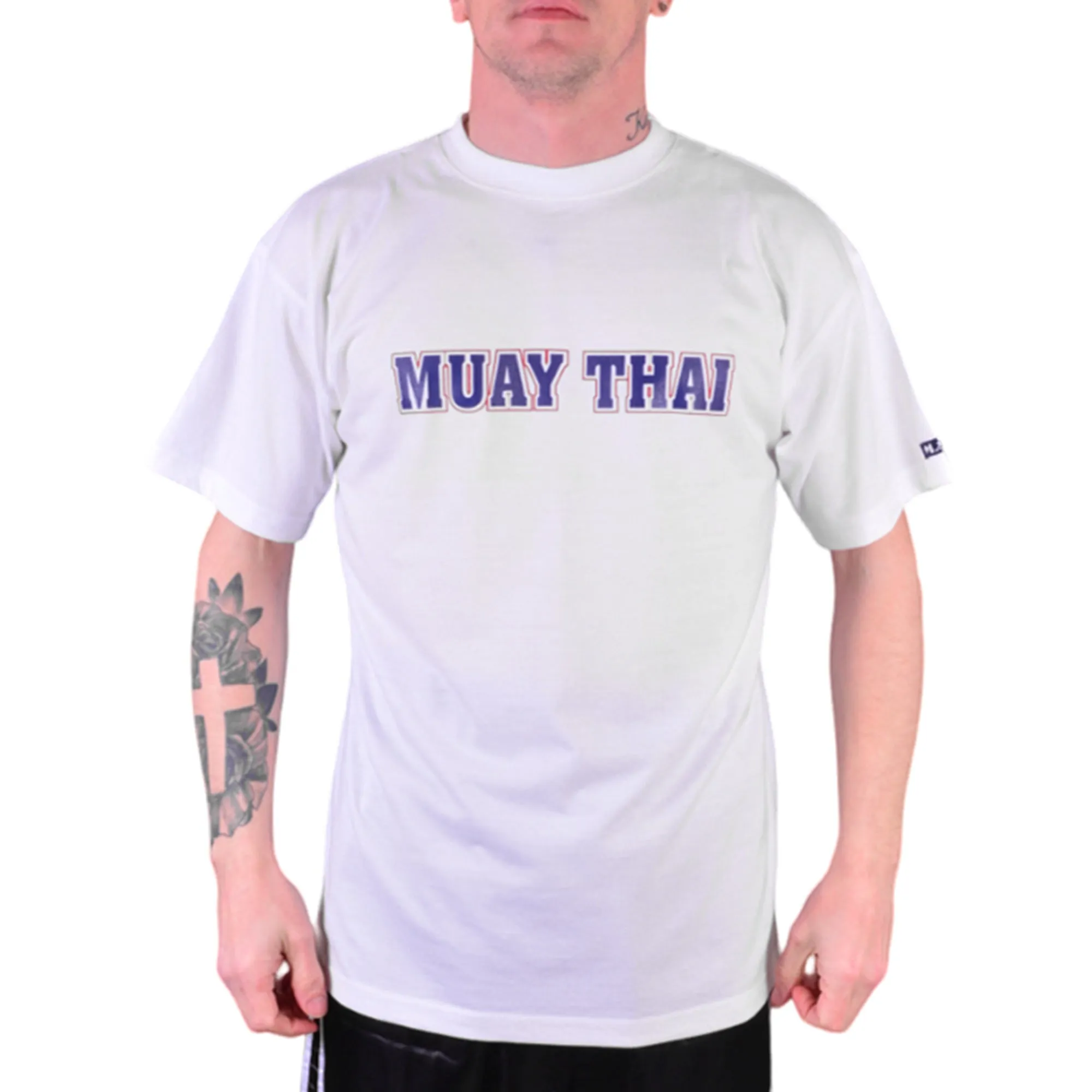 MAR-084B | White Round-Neck Muay Thai T-Shirt (OD)