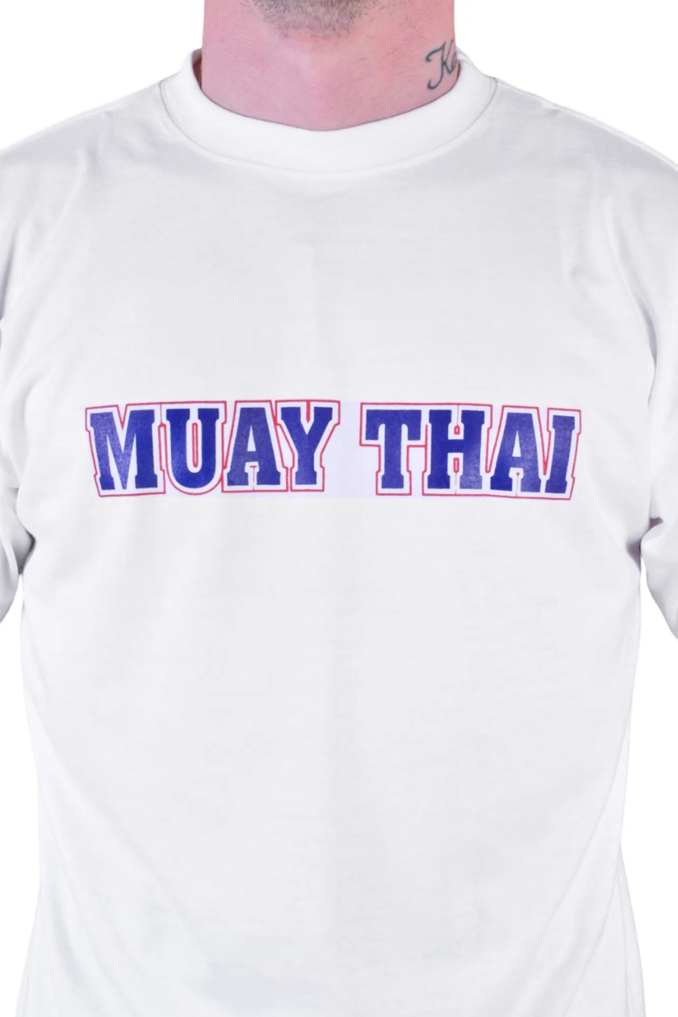 MAR-084B | White Round-Neck Muay Thai T-Shirt (OD)