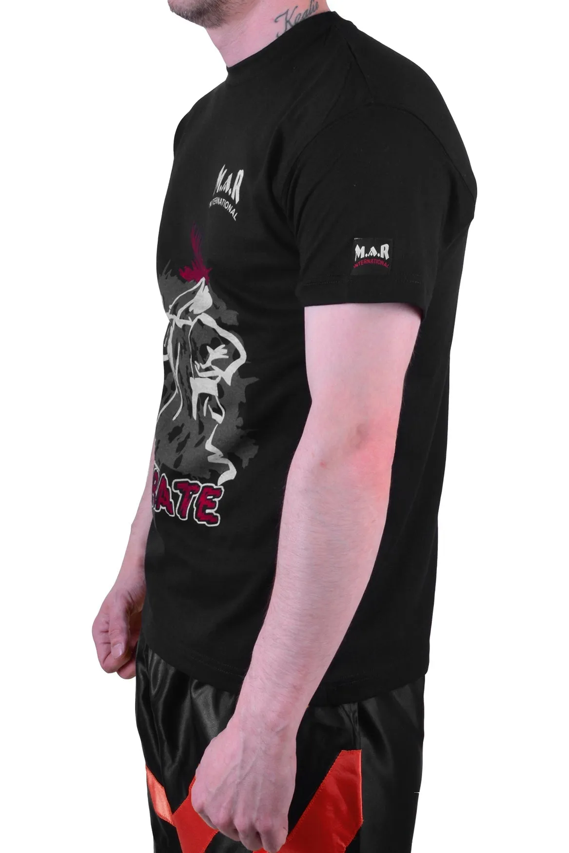 MAR-084C | Black Round-Neck Karate T-Shirt