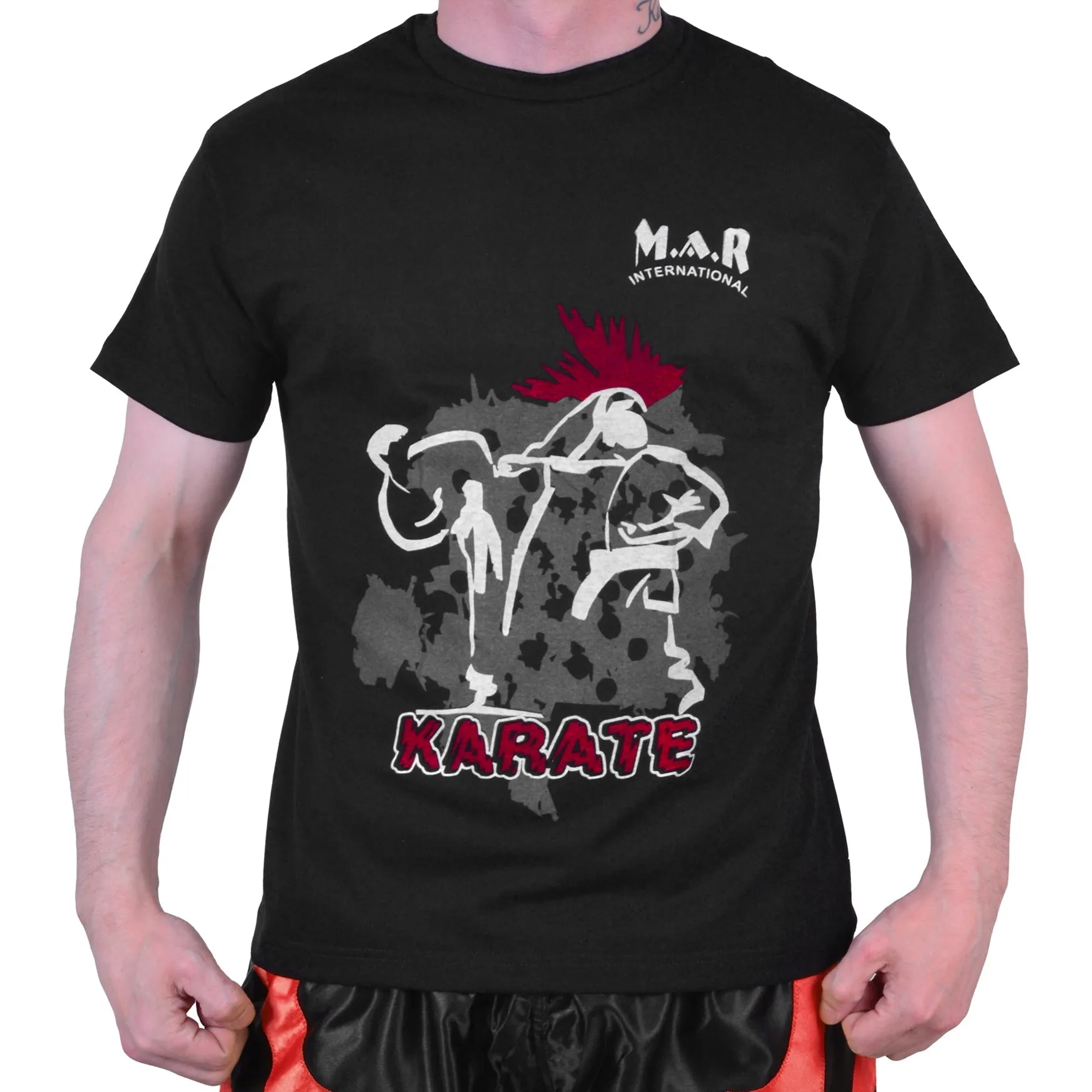 MAR-084C | Black Round-Neck Karate T-Shirt