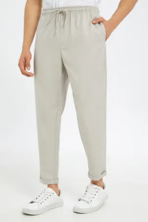 Men Grey Pull-On Trousers