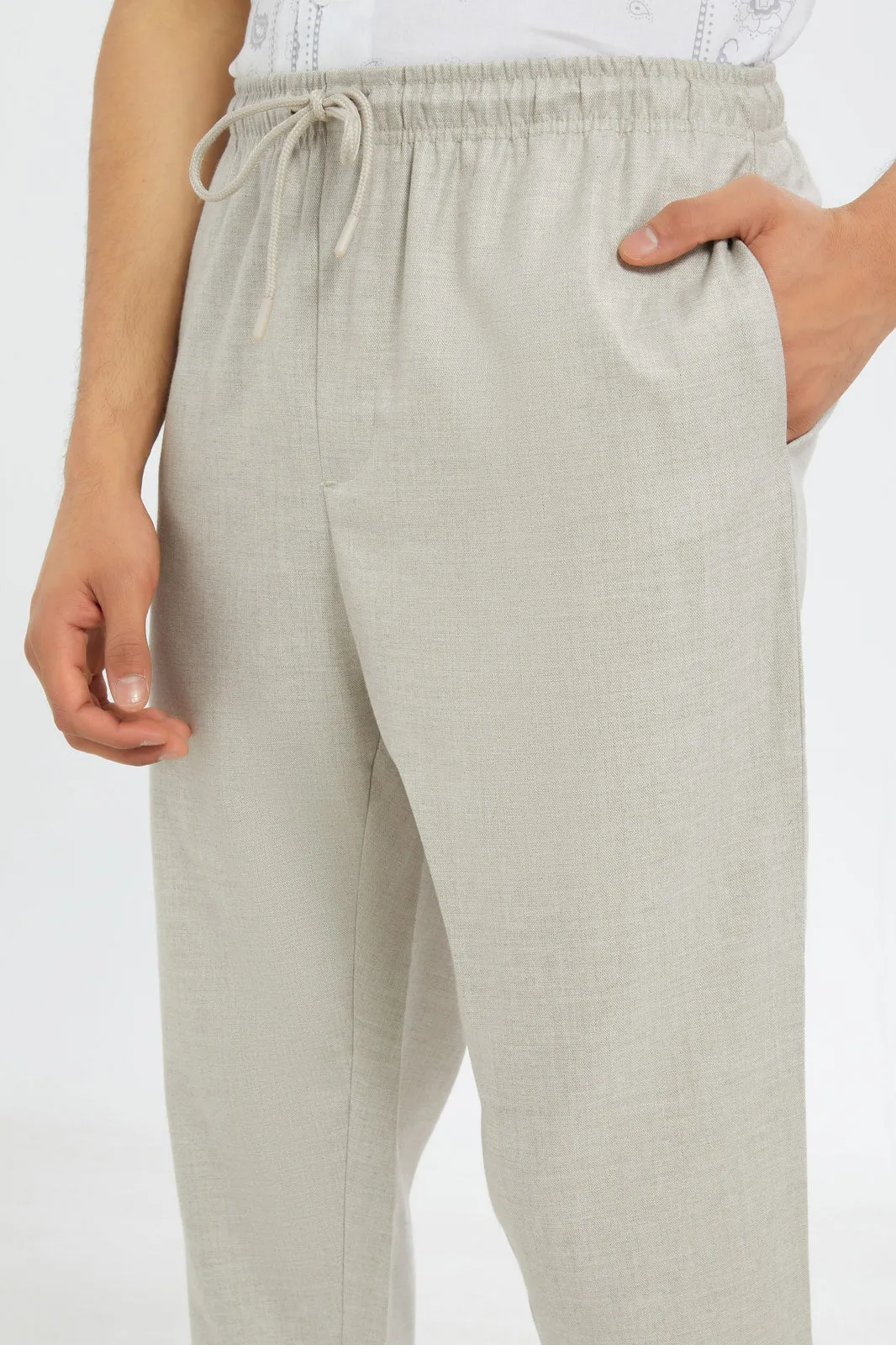 Men Grey Pull-On Trousers