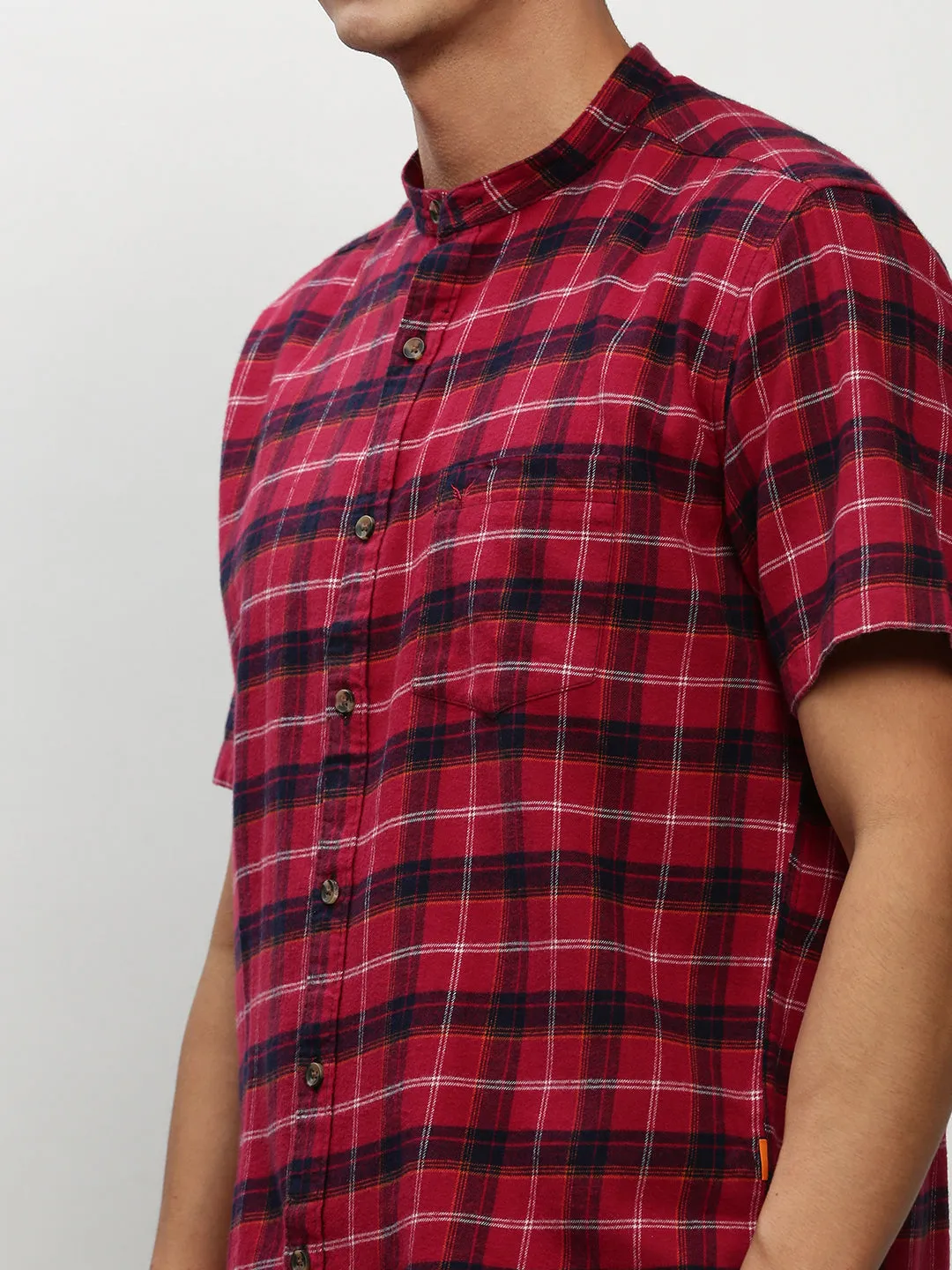 Men Red Checked Casual Casual Shirts