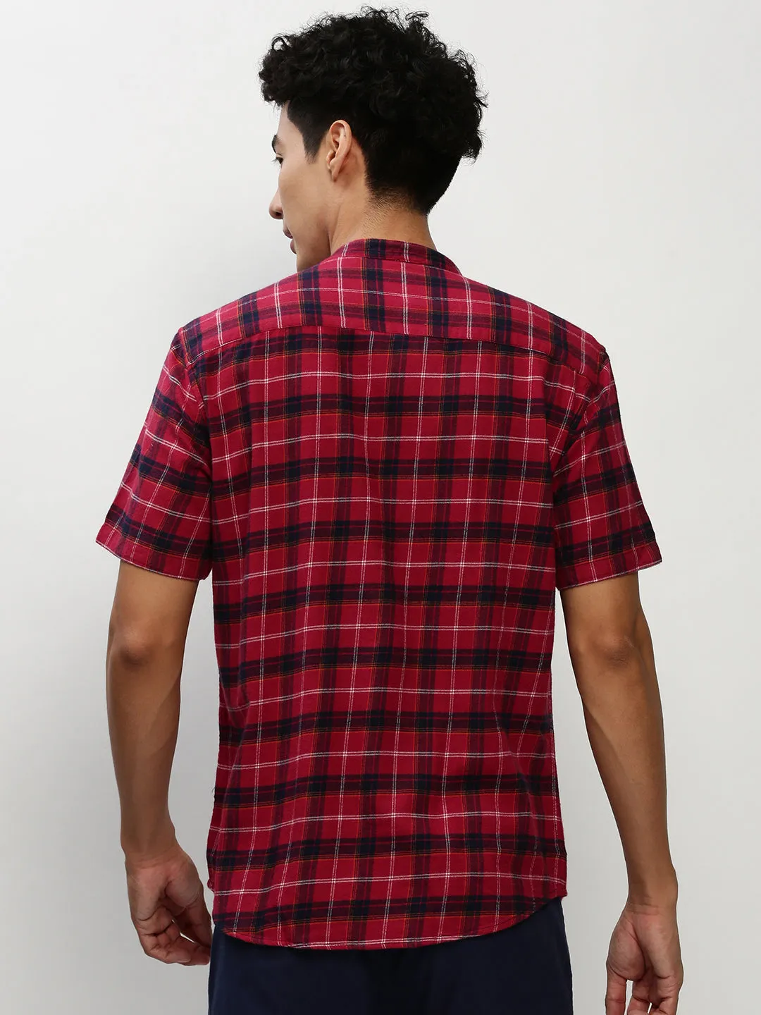 Men Red Checked Casual Casual Shirts