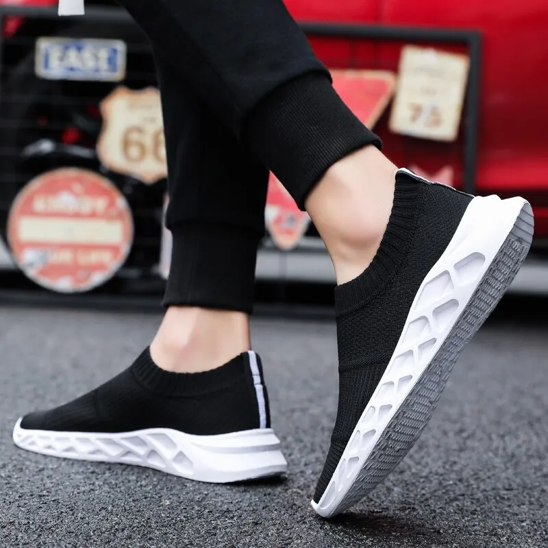 Men Socks Sneakers Athletic Breathable Mesh Super Light Slip-on Footwear