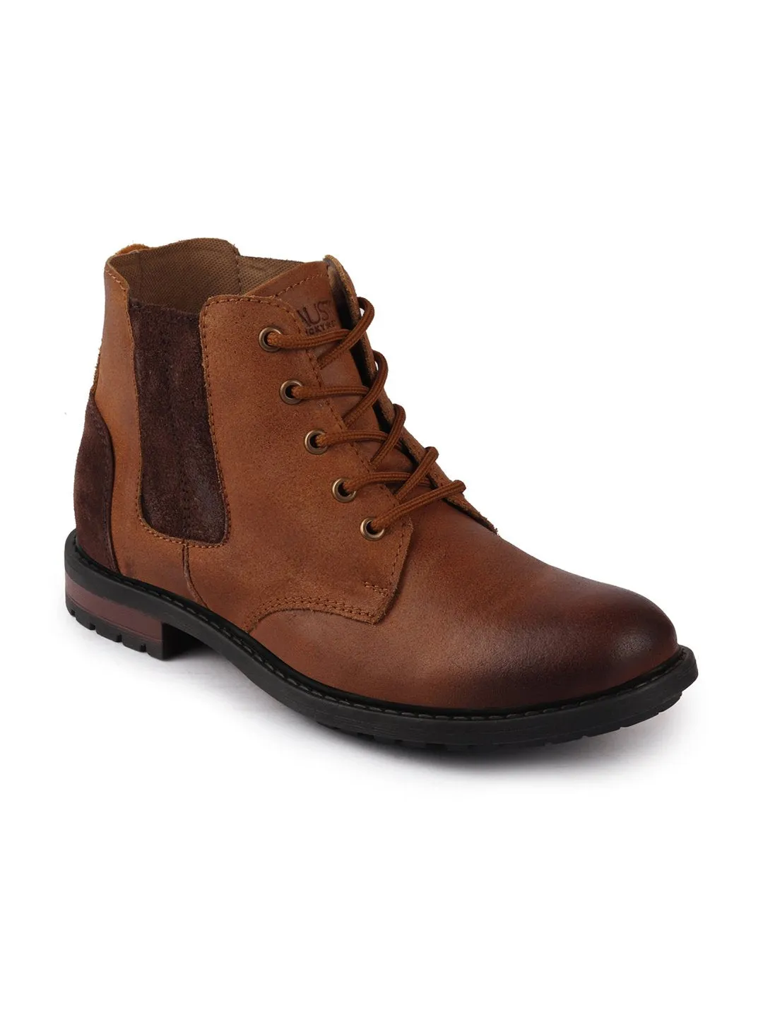 Men Tan Outdoor Chelsea Leather Boots