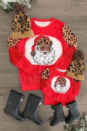 Mom & Me - Sequined Cheetah Santa Top