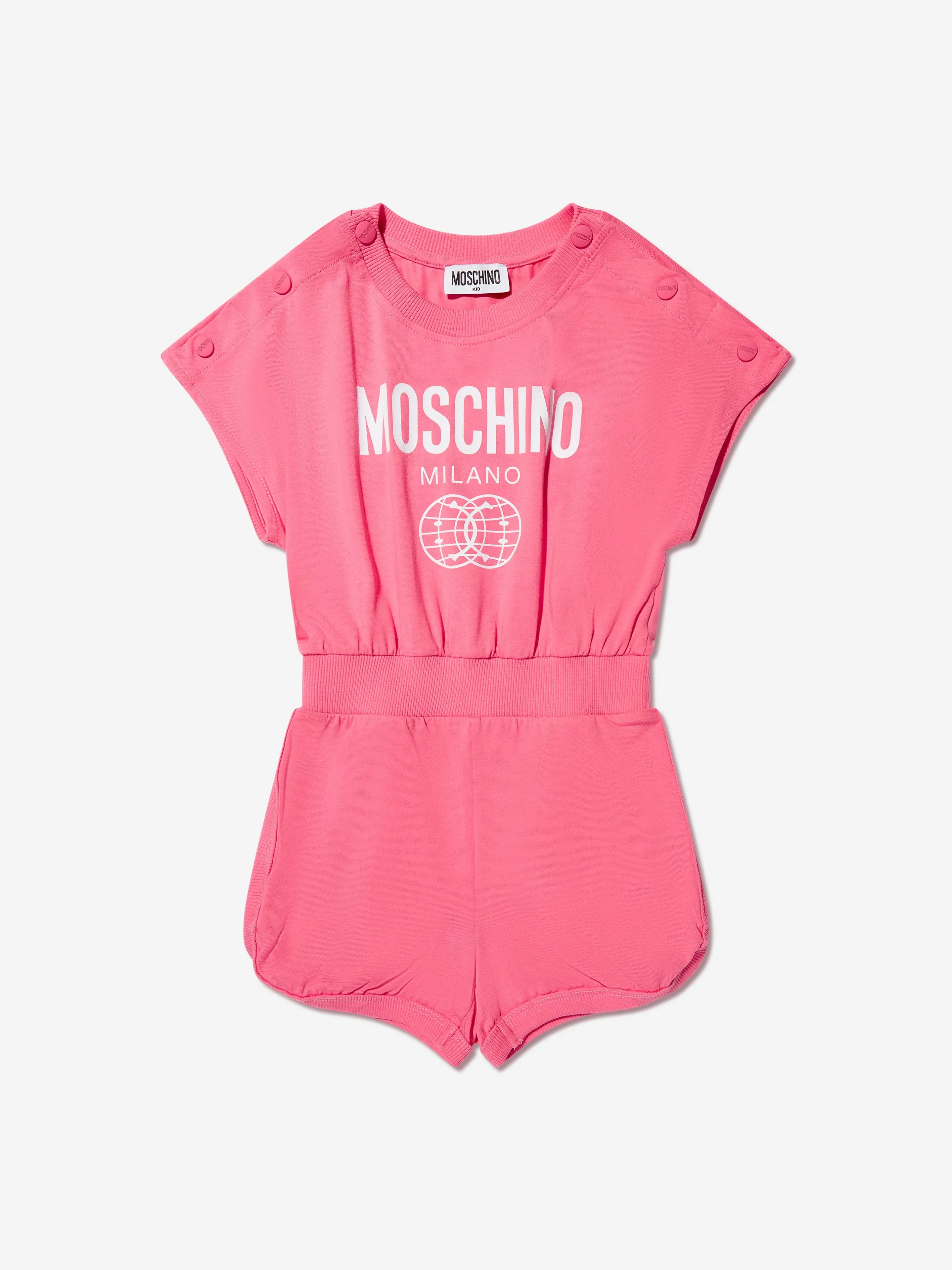 Moschino Girls Milano Logo Playsuit in Pink