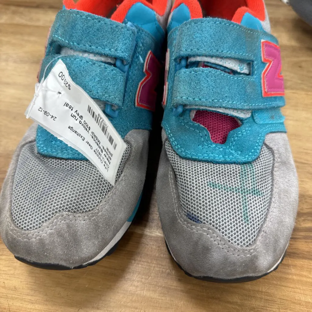 New Balence- velcro run shoes- MSRP $100: grey teal pink -children-