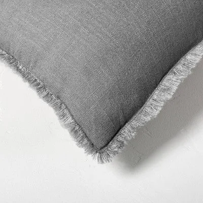 New - Euro Heavyweight Linen Blend Throw Pillow Dark Gray - Casaluna