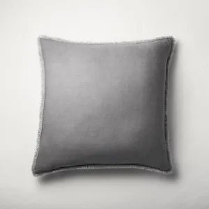 New - Euro Heavyweight Linen Blend Throw Pillow Dark Gray - Casaluna