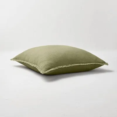 New - Euro Heavyweight Linen Blend Throw Pillow Moss Green - Casaluna