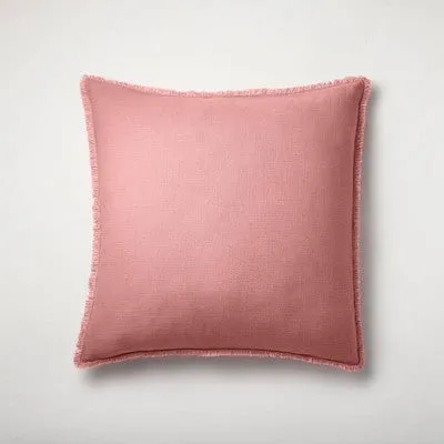 New - Euro Heavyweight Linen Blend Throw Pillow Rose - Casaluna