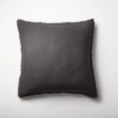 New - Euro Heavyweight Linen Blend Throw Pillow Washed Black - Casaluna