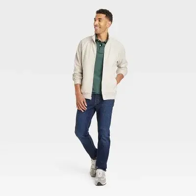 New - Men's Casual Fit Zip-Up Sweatshirt - Goodfellow & Co Cream M