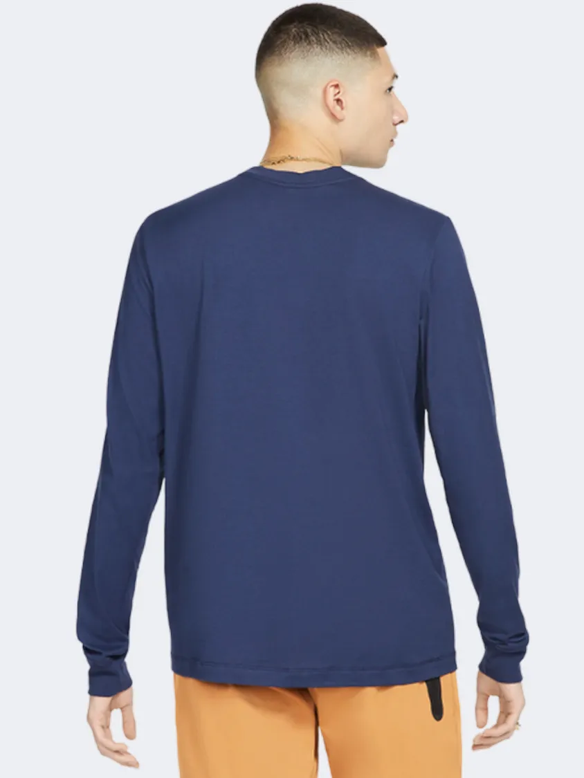 Nike Club  Men Lifestyle Long Sleeve Midnight Navy/White