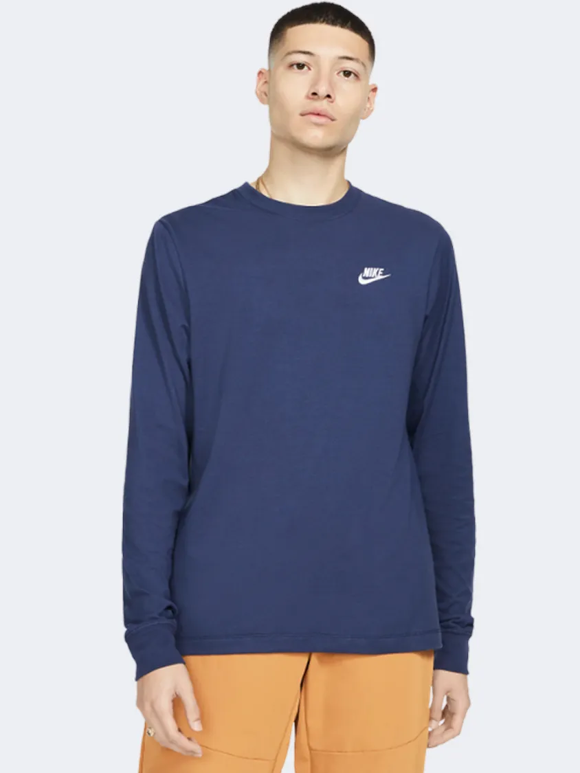 Nike Club  Men Lifestyle Long Sleeve Midnight Navy/White