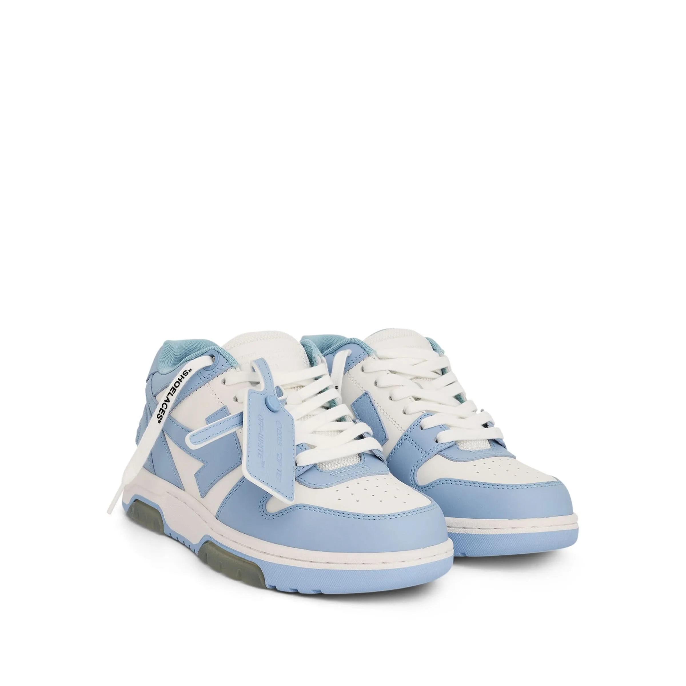 Out of Office Calf Leather Sneakers In Colour White/Light Blue