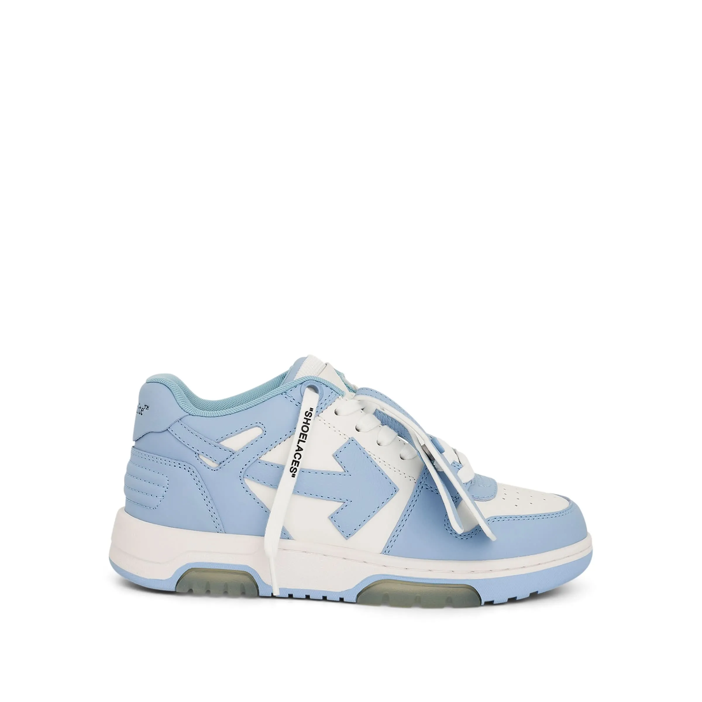 Out of Office Calf Leather Sneakers In Colour White/Light Blue