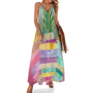 Pineapple Art Spaghetti Strap Ankle-Length Dress Long dress